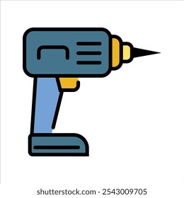 Cordless Drill Carpenter Wood Working Tool Icon Vector Illustration