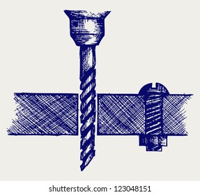 Cordless drill. Doodle style