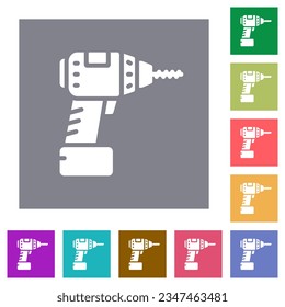Iconos planos de perforación sin cables en fondo cuadrado de color sencillo