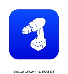 Cordless drill icon blue vector isolated on white background