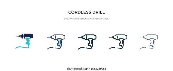cordless drill icon in different style vector illustration. two colored and black cordless drill vector icons designed in filled, outline, line and stroke style can be used for web, mobile, ui