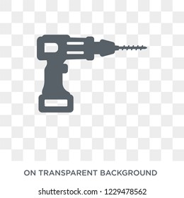 Cordless drill icon. Trendy flat vector Cordless drill icon on transparent background from Construction collection. 