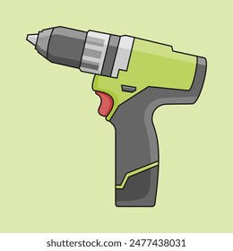 Cordless Drill Illustration Vector in Cartoon Style