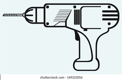 Cordless drill isolated on blue background