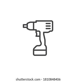 Cordless drill line icon. linear style sign for mobile concept and web design. Electric screwdriver outline vector icon. Symbol, logo illustration. Vector graphics