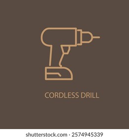 Cordless drill, linear style icon. Cordless drill for convenient construction and repair tasks. Editable stroke width