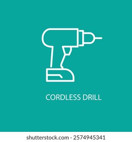 Cordless drill, linear style icon. Cordless drill for convenient construction and repair tasks. Editable stroke width