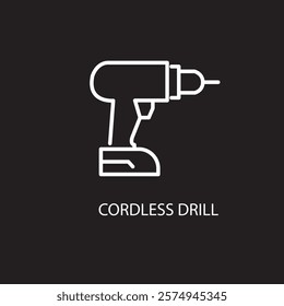 Cordless drill, linear style icon. Cordless drill for convenient construction and repair tasks. Editable stroke width