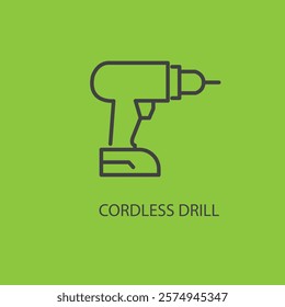 Cordless drill, linear style icon. Cordless drill for convenient construction and repair tasks. Editable stroke width