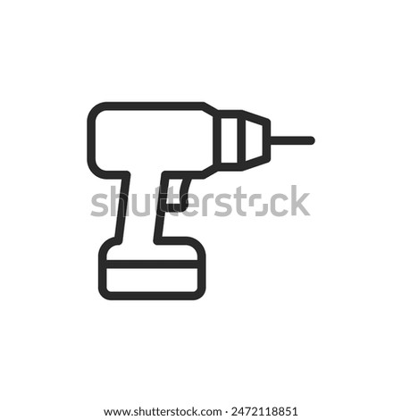 Cordless drill, linear style icon. Cordless drill for convenient construction and repair tasks. Editable stroke width.