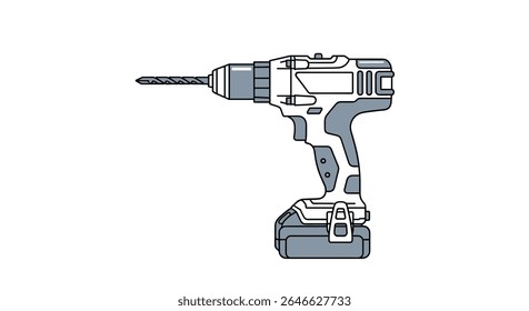 Cordless Drill Power Tool Vector Illustration for Construction Carpentry and Renovation Work