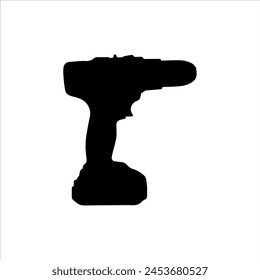 Cordless drill silhouette icon vector illustration isolated on white background