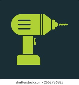 Cordless drill trendy useful vector Illustration design handsome colorful green background.eps
