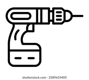 Cordless drill vector icon for construction and repair. Editable stroke.