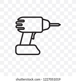 Cordless drill vector linear icon isolated on transparent background, Cordless drill transparency concept can be used for web and mobile