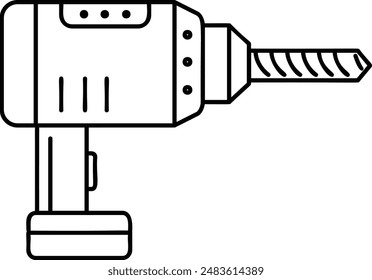 Concepto de contorno de la máquina de perforación sin cuerda, taladro eléctrico con diseño de icono de Vector de broca trenzada de cobalto, símbolo del día del trabajo, signo del 1 de mayo, ilustración de stock de trabajador internacional