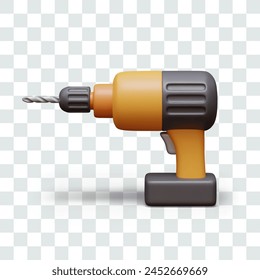 Cordless electric drill, side view. Color illustration in realistic style