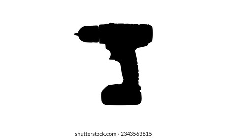 Cordless electric drill silhouette, high quality vector