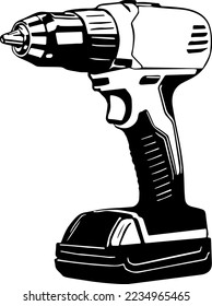 Cordless Electric Drill Vector Illustration