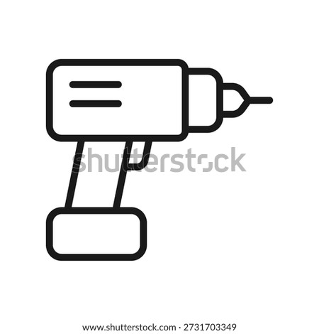 Cordless electric power drill, linear icon. Construction, carpentry, home repair and handyman tool