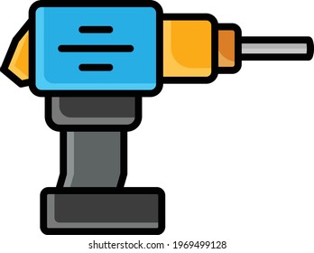 Cordless Impact drill concept, brushless Impact Driver Kit vector Color Icon Design, Car Tire and Alignment service Center Tools on White background, Tyre Repair and Fix stock illustration, 