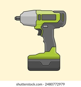 Cordless Impact Wrench Illustration Vector in Cartoon Style