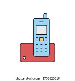 Comunicación del símbolo del icono del vector del teléfono inalámbrico aislado en fondo blanco