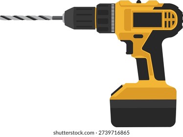 Taladro eléctrico sin cuerda con la broca, Ilustración vectorial eléctrica de la herramienta del PDA