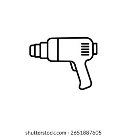 Uma furadeira sem fio em um estilo de arte de linha limpo e minimalista. Um ícone que representa a construção, o melhoramento da casa DIY ou a carpintaria.