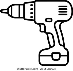 Cordless Power Drill Driver Line Art Icon Electric Tool Vector