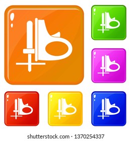 Cordless reciprocating saw icons set collection vector 6 color isolated on white background