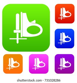 Cordless reciprocating saw set icon color in flat style isolated on white. Collection sings vector illustration