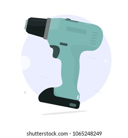 Cordless screwdriver. Cartoon style. Vector illustration.