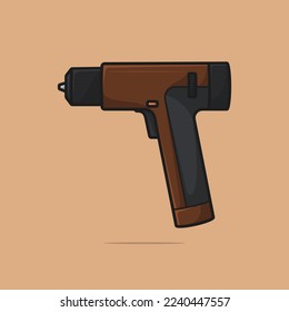 Cordless screwdriver with a drill isolated on brown background