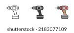 Cordless screwdriver icon. Line, glyph and filled outline colorful version, Electric Screwdriver outline and filled vector sign. Symbol, logo illustration. Different style icons set. Vector graphics