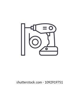 Cordless screwdriver linear icon concept. Cordless screwdriver line vector sign, symbol, illustration.