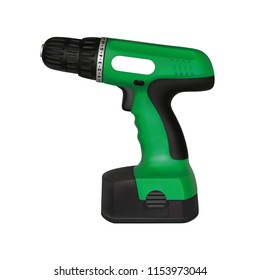 Cordless screwdriver in the vector on a white background.The screwdriver is electric in the vector.