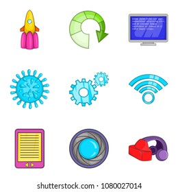 Cordless telephone icons set. Cartoon set of 9 cordless telephone vector icons for web isolated on white background