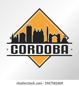 Cordoba, Argentina Skyline Logo. Adventure Landscape Design Vector City Illustration Vector illustration.