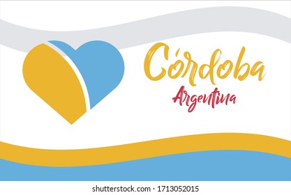 Cordoba, ciudad de Argentina, AR (Cordoba, Stadt Argentinien, AR in spanischer Sprache) Banner Herz für Druck und Tourismus.