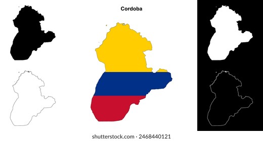 Cordoba department outline map set