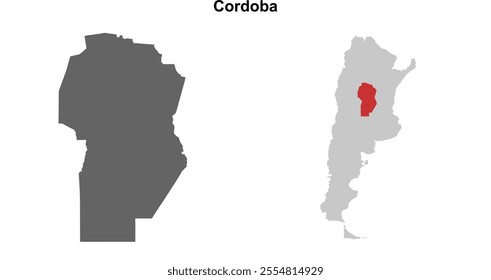 Cordoba province blank outline map set