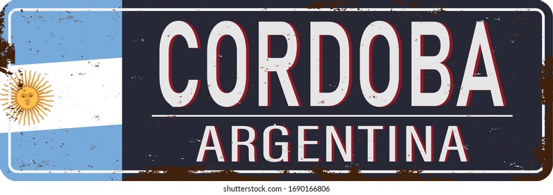 Cordoba road sign isolated on white background.
