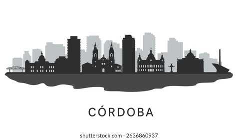 Cordoba Skyline Argentina Cityscape Silhouette.