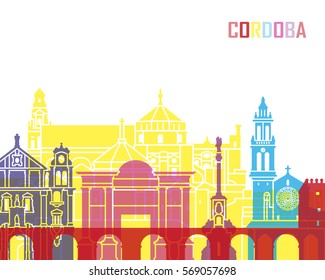 Cordoba skyline pop in editable vector file