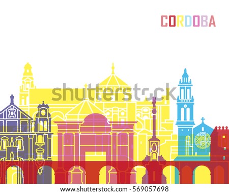 Cordoba skyline pop in editable vector file
