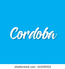 cordoba, text design. Vector calligraphy. Typography poster. Usable as background.