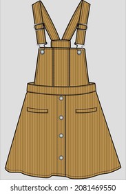 CORDROY SKIRT DUNGAREE WITH FOR KID GIRLS AND TEEN GIRLS IN EDITABLE VECTOR FILE