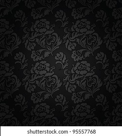 Corduroy dark gray background, ornamental flowers texture fabric
