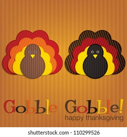 Corduroy turkey Thanksgiving card in vector format.